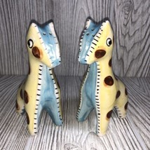 Vintage Napco Giraffe Salt And Pepper Shakers Quilted Patchwork Nice Used - $13.85