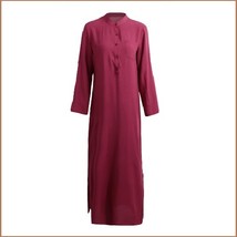 Burgandy Wine Long Sleeved Button Up V Neck Sheer Beach Tunic Lounger Robe image 2