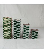 Lot (4) New Ribbon Christmas Candy Pillar Candles Graduated No Package U... - $27.71