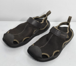 Crocs Swiftwater Mens Size 10 Deck Sandals Water Shoes Brown Mesh 205289 - £23.64 GBP