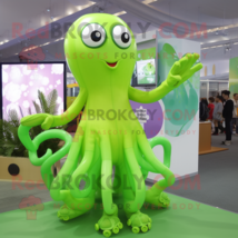 Lime Green Octopus mascot costume character dressed with a Maxi Dress and Digita - $1,229.00