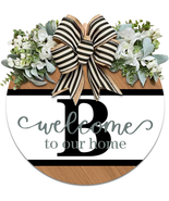 Last Name round Front Door Wreath Decor for All Year, 26 Initial Letter ... - $620.89 MXN