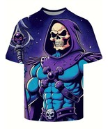 Men’s 3D Graphic Hooded Skull T-Shirt Purple &amp; Blue Size 2XL - $25.42 CAD