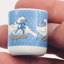 Vintage 1980&#39;s Funny Design Ducks Blue Background Small Candlestick Holder  - £7.46 GBP