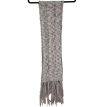 Hush Puppies Scarf One Size Womens 65LX10W Cream Grey Fringe Ends Knit - £15.48 GBP