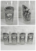 Frosted Highball Cocktail Glasses Worlds Fair 1984 New Orleans 12 Oz Set of 4 - £38.99 GBP