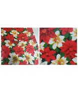Vinyl Flannel Back Tablecloth,60&quot;Round,RED&amp; WHITE POINSETTIA FLOWERS - $43.45 CAD