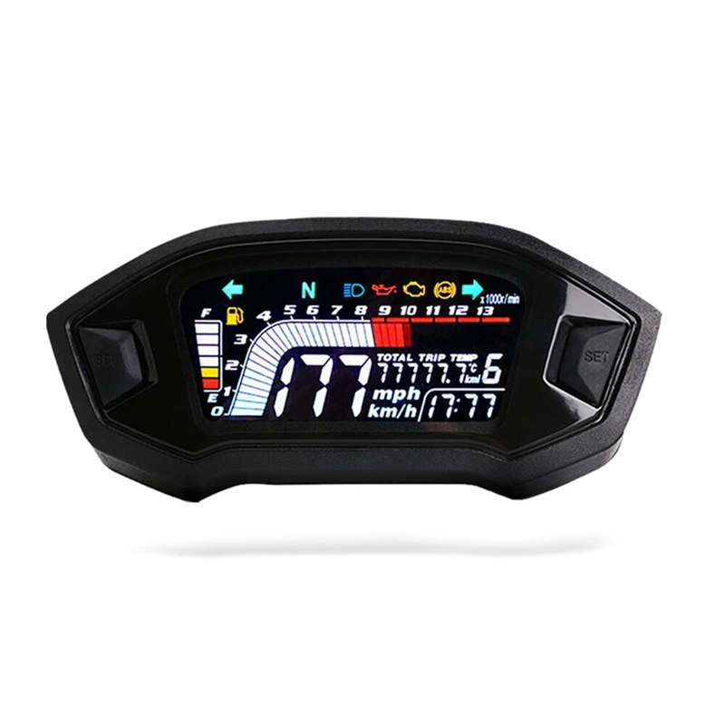 Motorcycle LCD Digital Odometer LED Speedometer Universal For 2, 4 Cylinder - £43.65 GBP