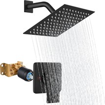 Matte Black Shower Faucet Set Bathroom Rainfall Shower System Square, In Valve - £56.88 GBP