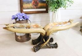 Wildlife Rustic Buck Deer Stag Entwined Antlers 4 Votives Candle Holder ... - £31.85 GBP