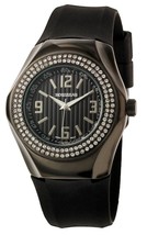NEW Rousseau 9664 Women&#39;s Mela Collection Swarovski Bezel Black Dial Black Watch - £23.35 GBP