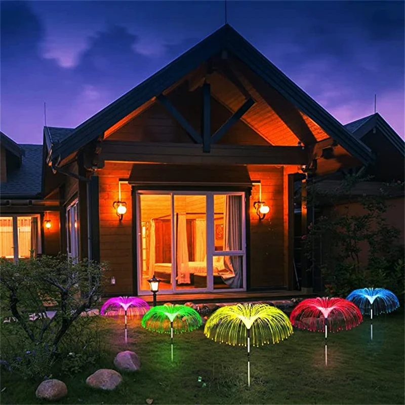 Solar Garden Lights 7 Colors LED Solar Jellyfish  Optic Lights Outdoor Waterproo - £63.39 GBP