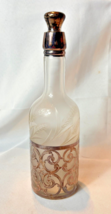 Art Nouveau La Pierre Liquor Decanter Sterling Silver Overlay Wheat Etched Glass - £101.65 GBP