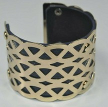 Fornash Wide Gold Tone Lined Cuff Bracelet - £10.42 GBP