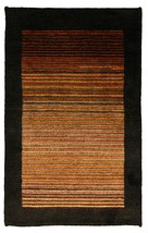 All-Over Striped Colorful Modern Wool Rug 2x4 Nepalese Handmade Rug - £132.56 GBP