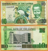 GAMBIA 2013  UNC 10 Dalasis Banknote Paper Money Bill P-26(3) - $2.25