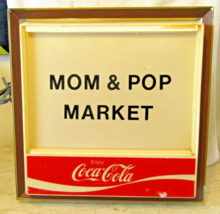 Vintage Coca-Cola Mom &amp; Pop Market 21&quot; Square Double Sided Lighted Sign  - £273.98 GBP