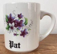 Vtg Antique Victorian Style Floral Violets Personalized PAT Name Coffee ... - £29.31 GBP