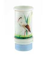 Smith Bros. Hand Painted Glass Stork Vase 1885 - $125.60