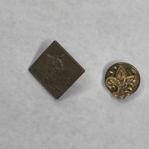 Boy Scouts Eagle Fleur de Lis Emblem Pin &amp; Square Bobcat Pin - £9.59 GBP
