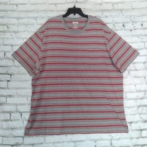 Duluth Trading Co T Shirt Mens 2XL Gray Red Striped Short Sleeve Longtail Pocket - £14.38 GBP