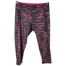 Bally Total Fitness Yoga Pants Womens Medium Capri Pink Black Striped Heather - £14.63 GBP