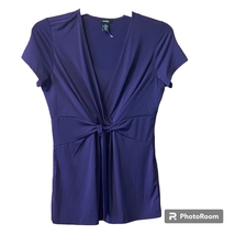 Alfani Blouse Women Medium Style WPL 8046 Purple Front Knot Soft Stretch - £17.44 GBP