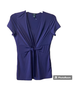 Alfani Blouse Women Medium Style WPL 8046 Purple Front Knot Soft Stretch - £17.52 GBP