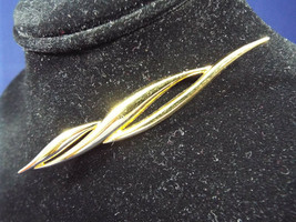 Vintage Signed Designer Monet Gold Tone  3 1/2 Inch Bar Style Brooch Pin - £20.77 GBP