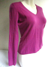 Ann Taylor Womens XS Two Ply 100% Cashmere Sweater V Neck Magenta Pink HONG KONG - £18.81 GBP