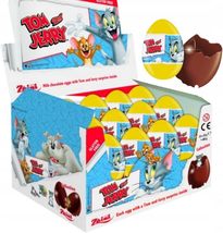 Zaini Tom &amp; Jerry Milk Chocolate Eggs With Collectible Surprise Full Box 24 Pcs - £50.62 GBP