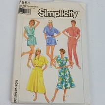 Vintage 1987 Simplicity 7951 Sewing Pattern Miss Dress Jumpsuit 6 8 10 12 - £8.49 GBP