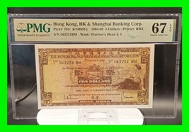 High Grade 1965 Hong Kong HK &amp; Shanghai Banking 5 Dollars PMG 67EPQ GEM ... - £434.24 GBP