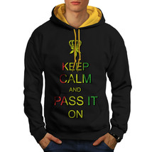 Keep Calm Weed Pot Rasta Sweatshirt Hoody On Rasta Smoke Men Contrast Ho... - £19.13 GBP