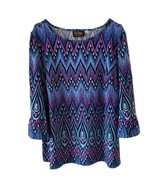 Bob Mackie Wearable Art Multi-Colored Patterned 3/4 Sleeve Blouse - $17.35