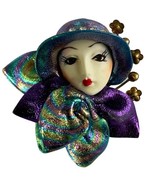 Vintage Ceramic Face Woman Art Deco Mardi Gras Broch Pin-back - £22.34 GBP