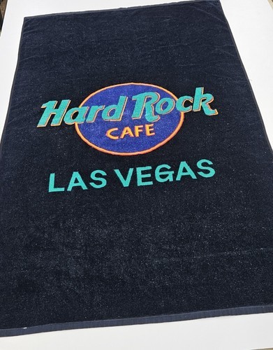 Vintage Hard Rock Cafe Las Vegas Black Beach Towel 58x36-Read DESCRIPTION  - $24.70
