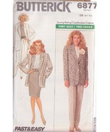 BUTTERICK PATTERN 6877 SIZES 18-20-22 MISSES&#39; JACKET, PANTS, SKIRT UNCUT - $3.00