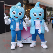 Blue Ice cream mascot costume character dressed with Boyfriend Jeans and Briefca - $1,229.00