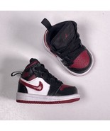Nike Jordan 1 Mid Black Noble Red White 640735 066 Toddler Baby Sz 2C EUC - $81.48 CAD
