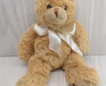 Wishpets 2007 Potsy plush teddy bear tan beige cream stitch ribbon bow b... - $14.84