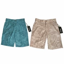 Walter Hagen Lot of 2 Perfect 11 Golf Shorts Size 30 Leaves Print Tan Teal - £39.52 GBP