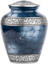 INTAJ Royal Silver Cremation Urn for Human Ashes - Adult Adult, Brushed Blue - $94.32