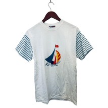 PERSPECTIVE Nautical Oversized Tee Crewneck Cotton Sale Boat White Size ... - $15.83