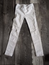 7 For All Mankind Girls Size 12 White Destressed Skinny Jeans - £9.01 GBP