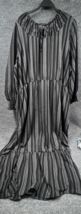 Terra &amp; Sky Maxi Dress Womens 4X(28-30W) Black Peasant Striped Long Slee... - $29.39