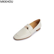 Fashion Loafers New High Quality Leather Round Toe Gold Buckle Flat Shoes Comfor - £87.69 GBP