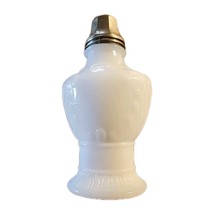 Vintage White Glass Talcum Powder Shaker Bottle Vanity Bath Metal Lid - £15.31 GBP