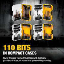 Dewalt 110 Piece ScrewDriver Drill Bit Set Clear Tough Grip Cases DWA110SET NEW - £21.78 GBP