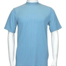 Men Dressy T-Shirt LOG-IN UOMO Soft Crew Neck Corded Short Sleeves 218 Sky Blue image 3